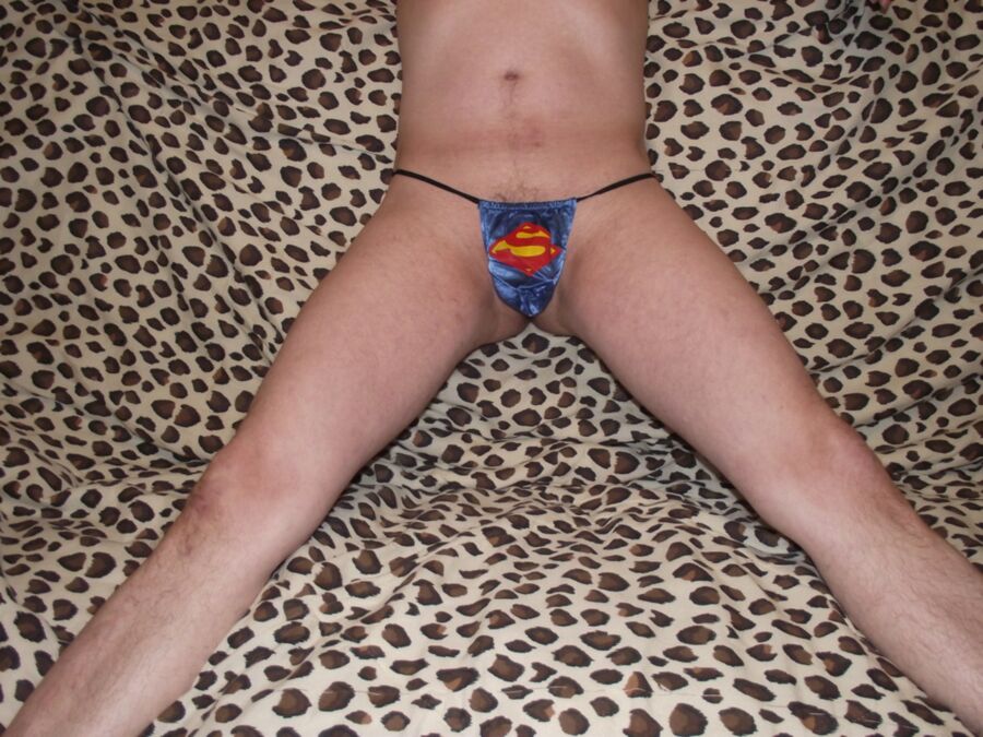in and out of My Superman G-string 1 of 10 pics