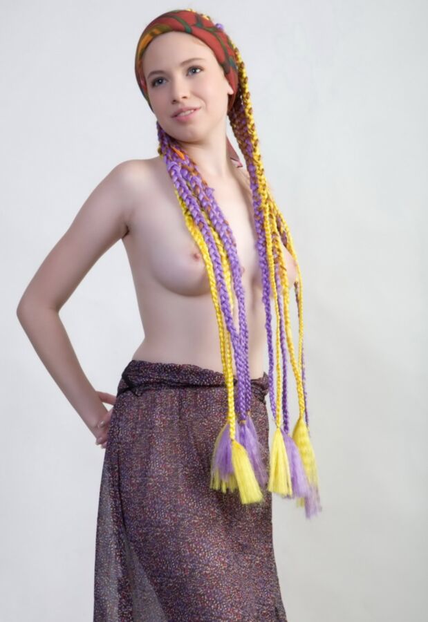 Free porn pics of Sweet Girl In Colorful Braids 3 of 17 pics