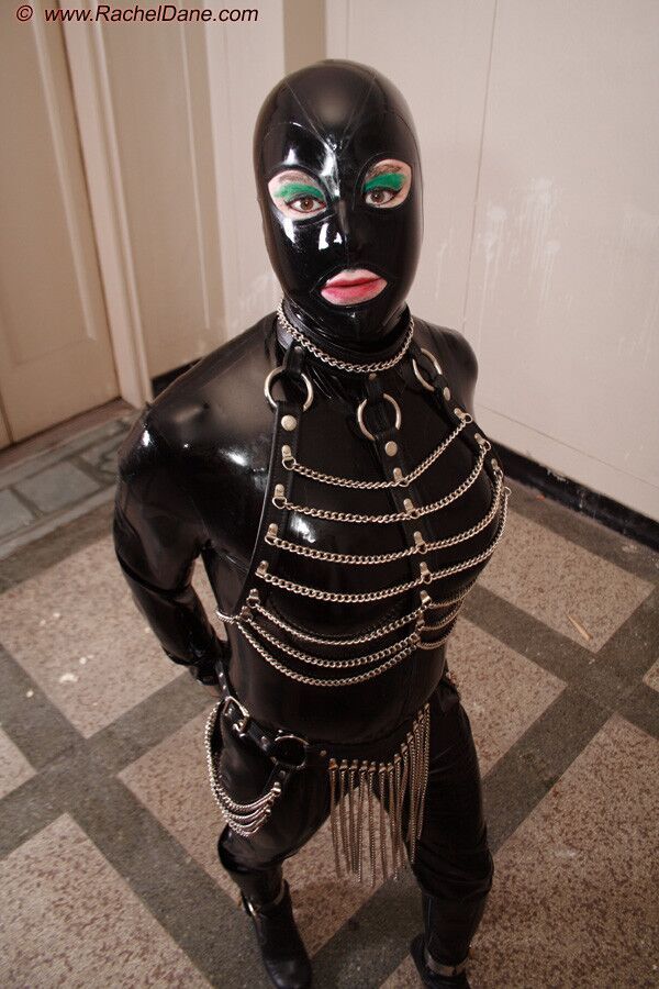 Free porn pics of Shemale in black latex and chains 13 of 45 pics