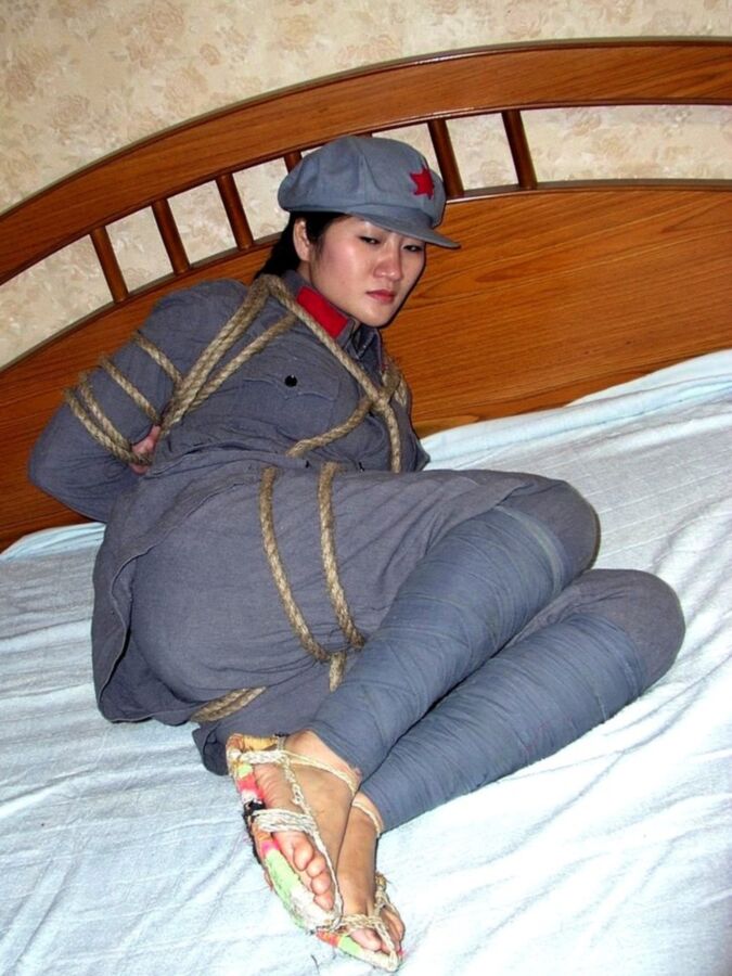 Chinese soldier girl tied up with heavy rope 6 of 12 pics