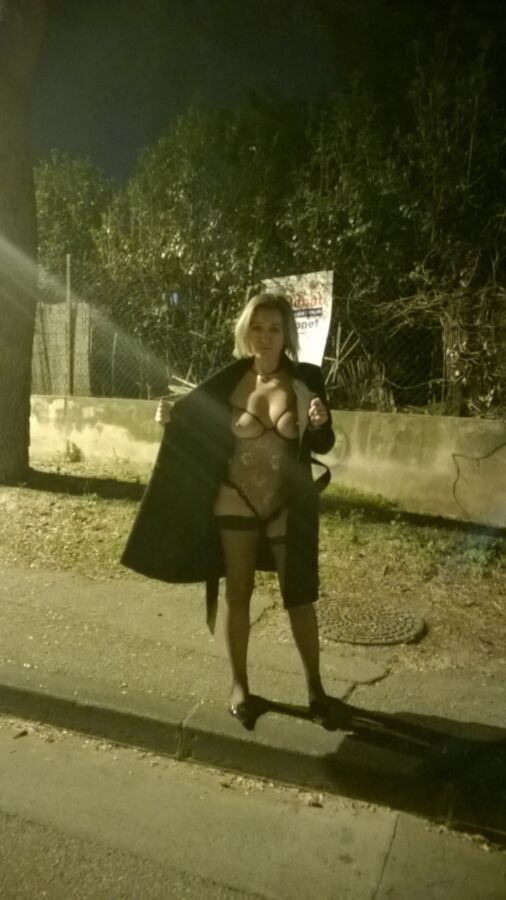 nath french whore flashing in the street 3 of 5 pics